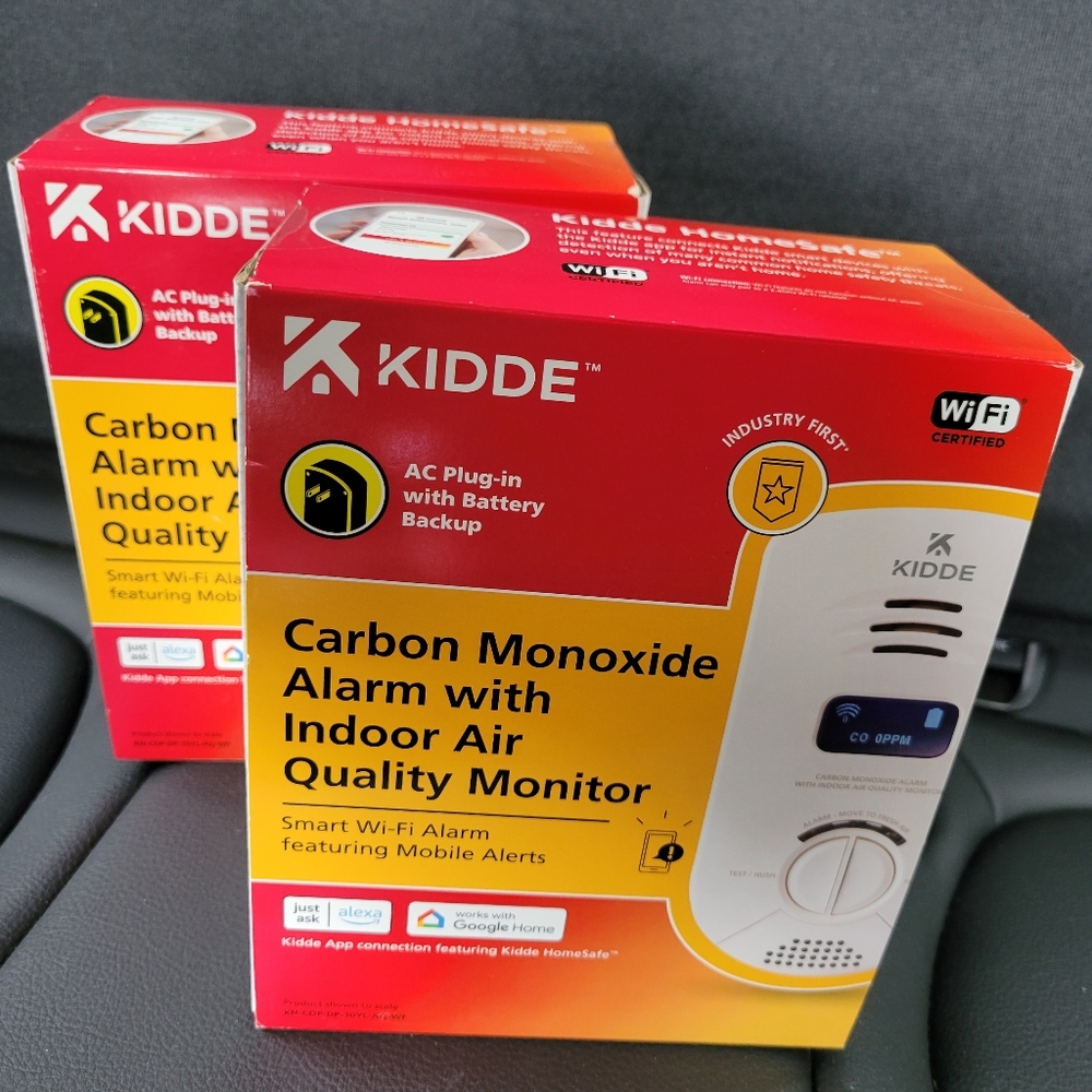 NEW!$100 new each. Kidde Carbon Monoxide Alarm with Indoor Air Quality M…